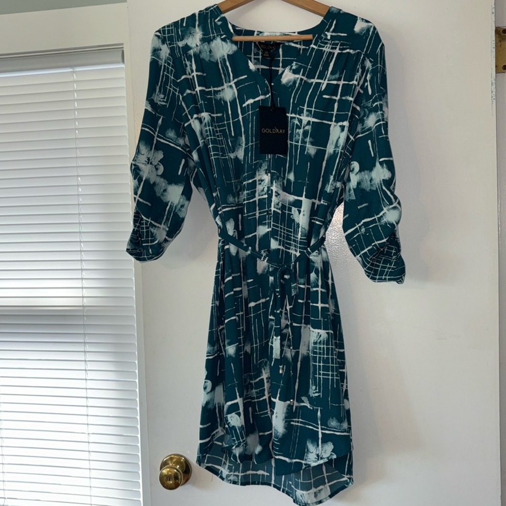 Goldray Teal Shirt Dress, size petite XL. New with tags.